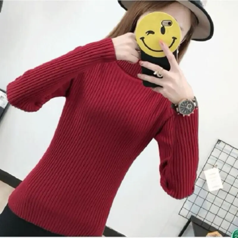 Women's Knitted High Neck Sweater Beige Winter Slim Fit - Image 13