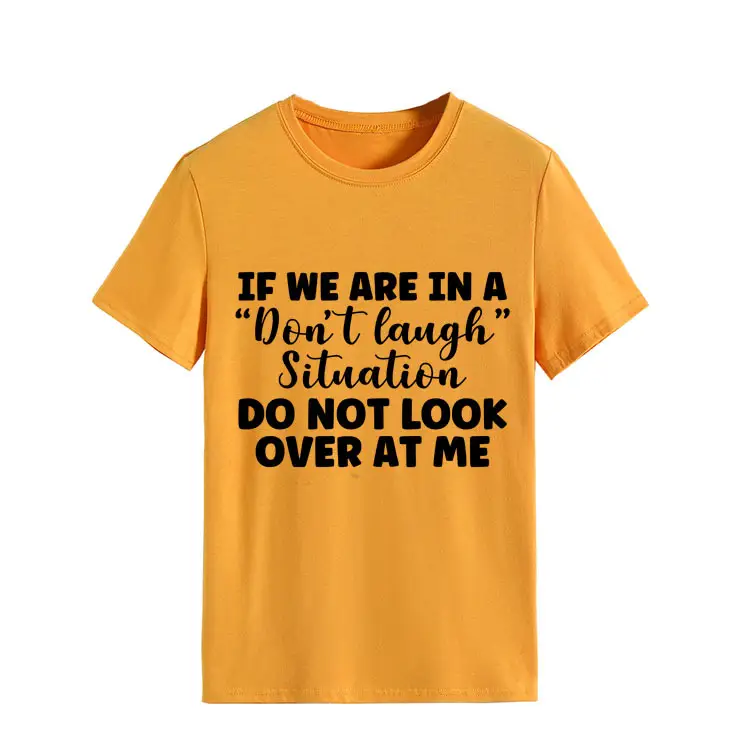 Yellow Casual T-Shirt with "Don't Laugh" Print - Image 3