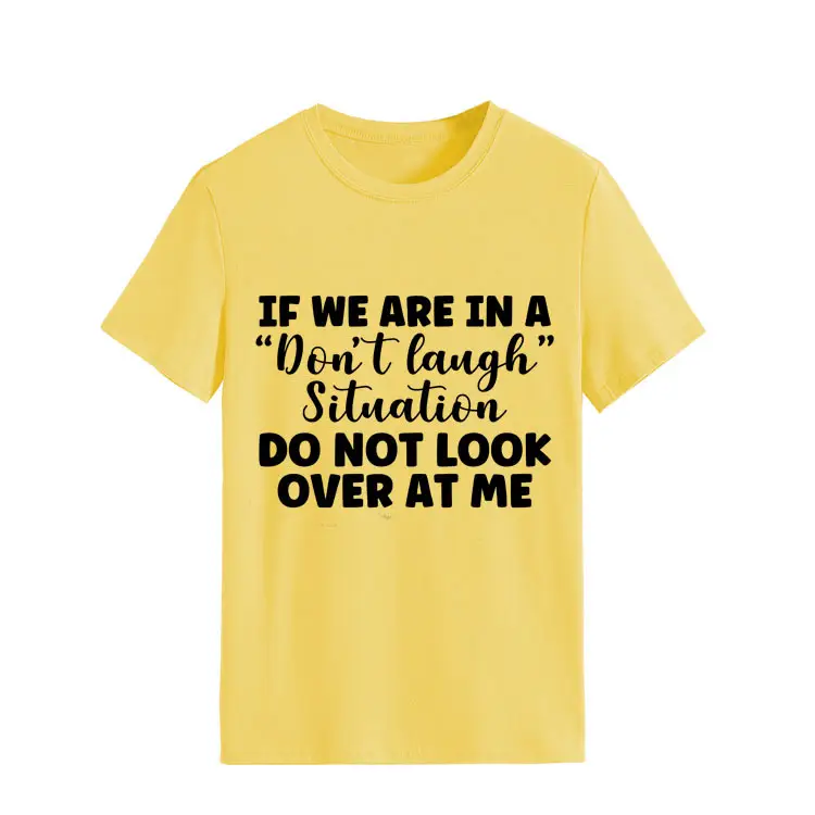 Yellow Casual T-Shirt with "Don't Laugh" Print - Image 5