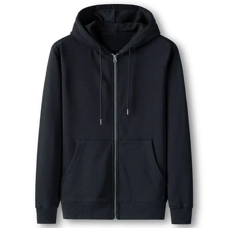 Men Hooded Cardigan Jacket Light Blue Korean Style - Image 7