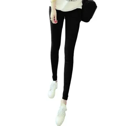 Women Fleece Lined Tight Leggings Black Slimming High Waist