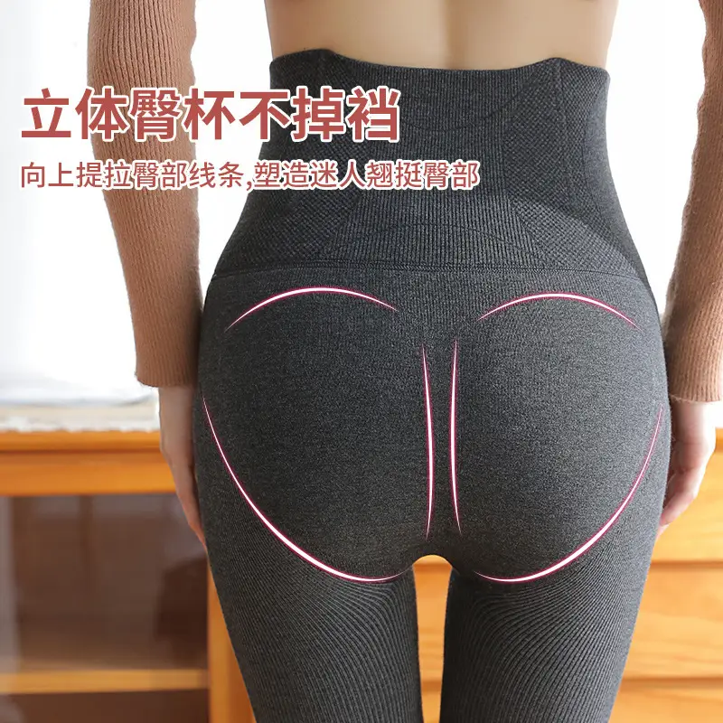 Women's Fleece Leggings Fishbone Design Winter Warm - Image 10