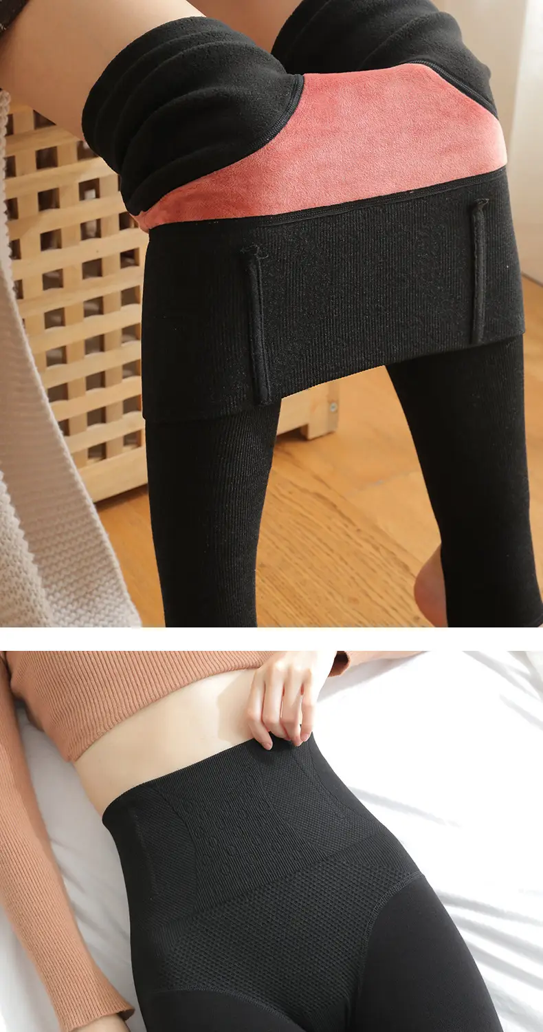 Women's Fleece Leggings Fishbone Design Winter Warm — feature 11