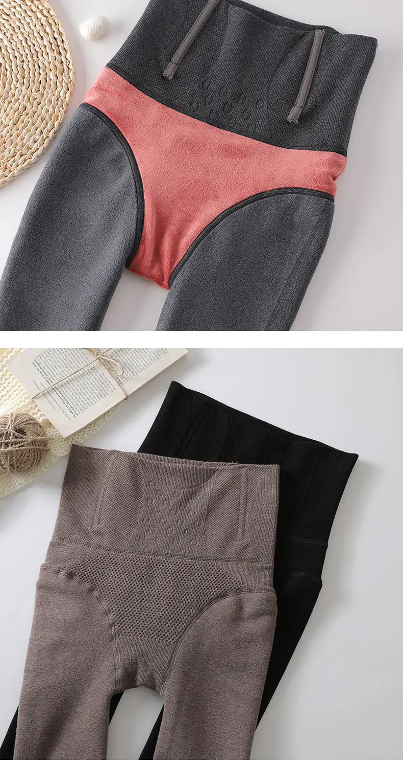 Women's Fleece Leggings Fishbone Design Winter Warm — feature 13