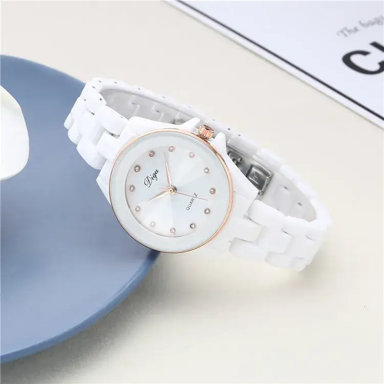 Women's Korean Style Quartz Watch White Ceramic