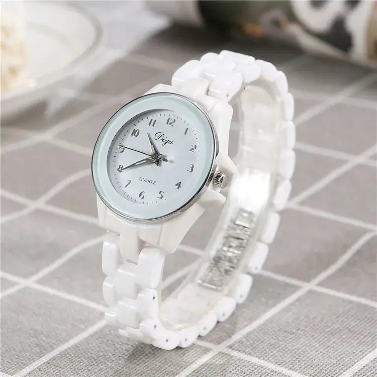 Women's Korean Style Quartz Watch White Ceramic