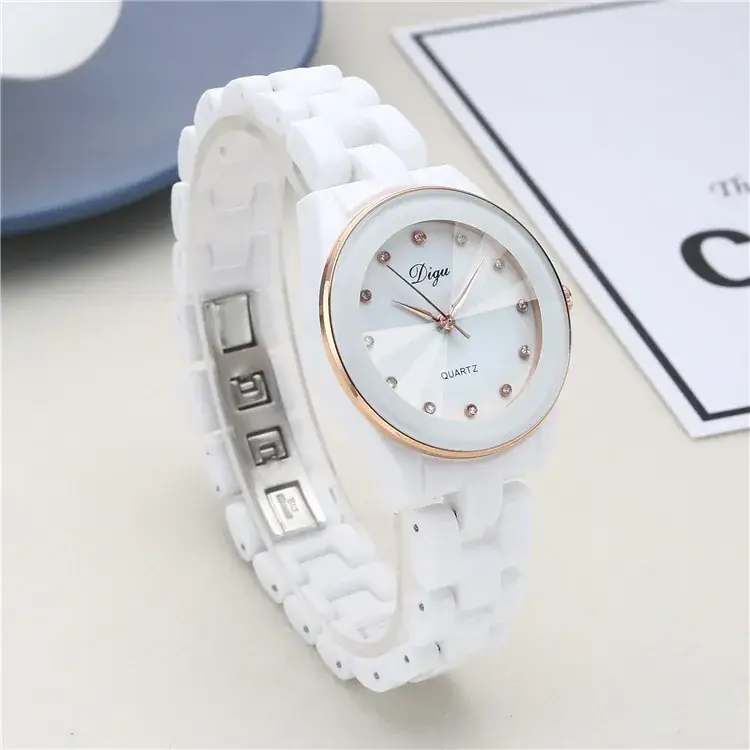 Women's Korean Style Quartz Watch White Ceramic