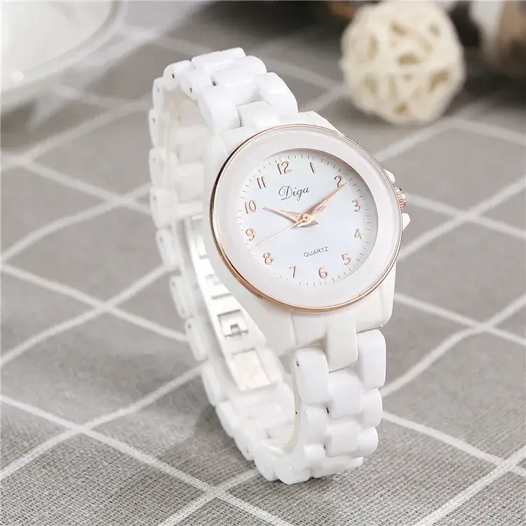 Women's Korean Style Quartz Watch White Ceramic