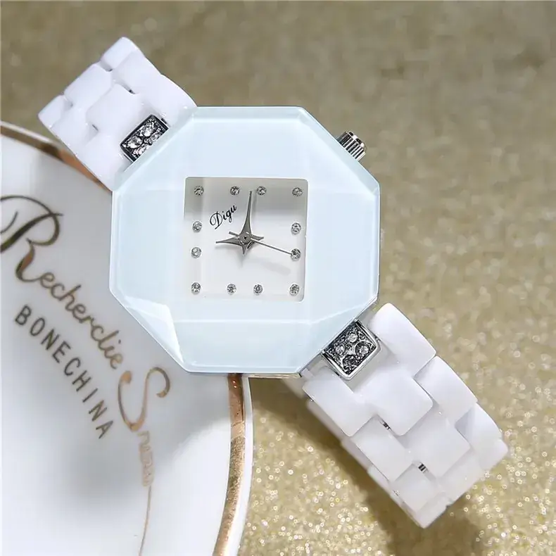 Women's White Ceramic Diamond Watch South Korea - Image 4