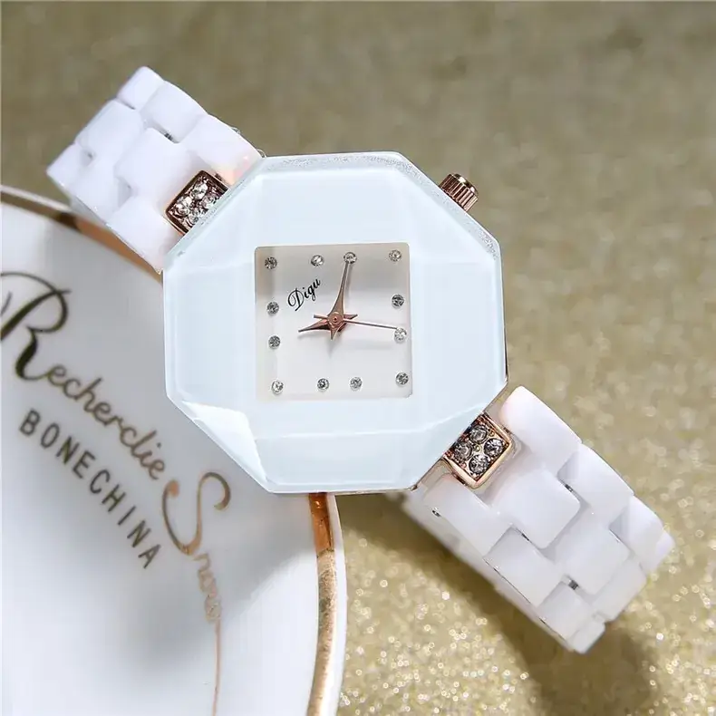 Women's White Ceramic Diamond Watch South Korea - Image 5