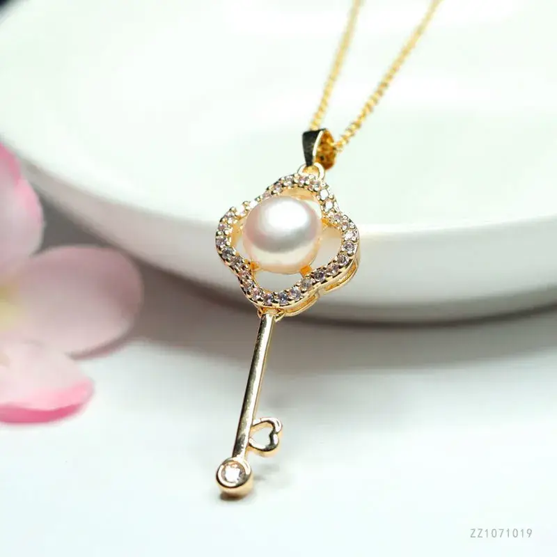 Korean Japanese Style Pearl Pendant Necklace with Heart Design - Image 5