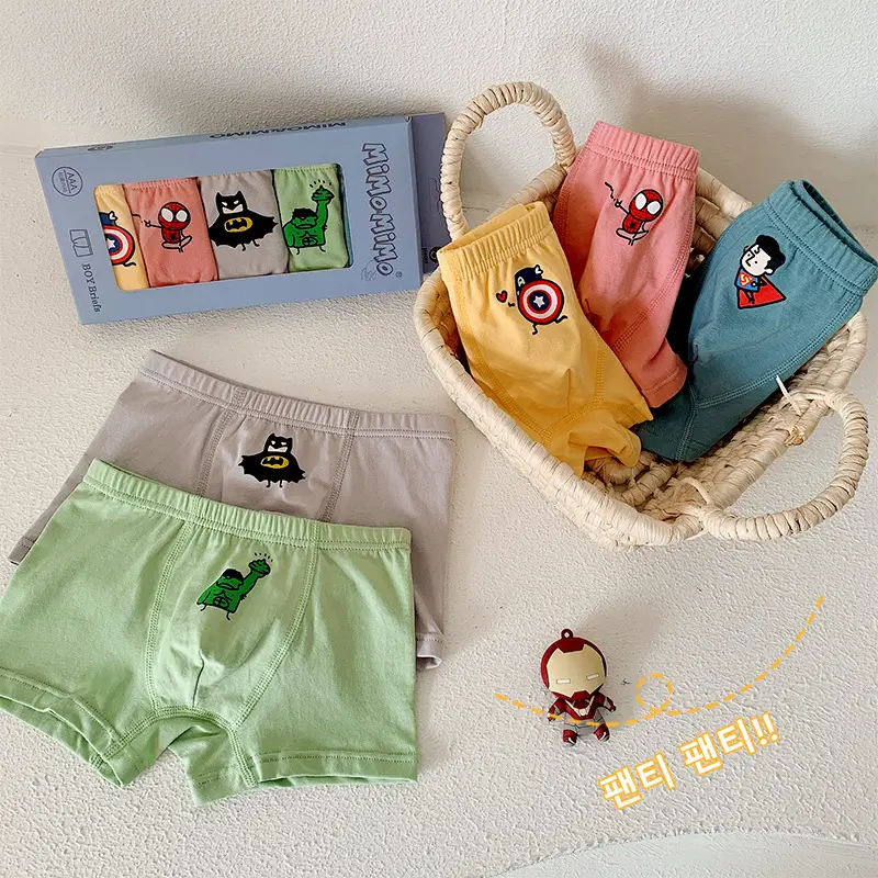 Mimo Men's Cotton Boxer Shorts 3Pcs Anti-Bacterial Cute Cartoon