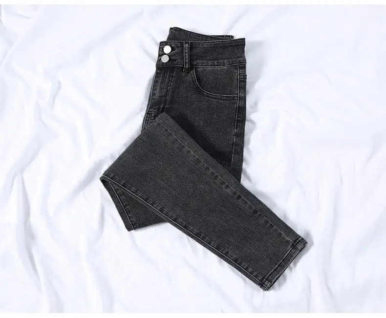 Women Skinny Jeans Black Grey Leg Long High Waist Korean Style — feature 10