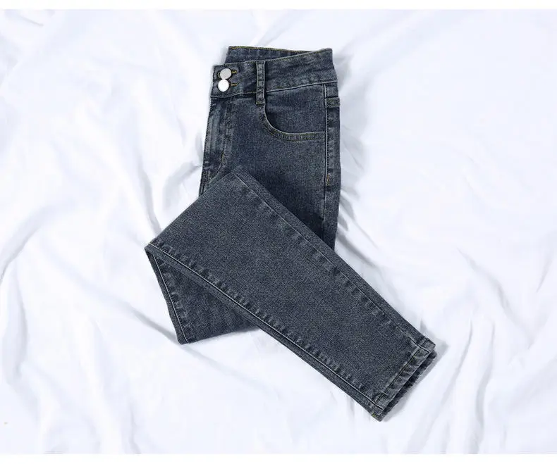 Women Skinny Jeans Black Grey Leg Long High Waist Korean Style — feature 11