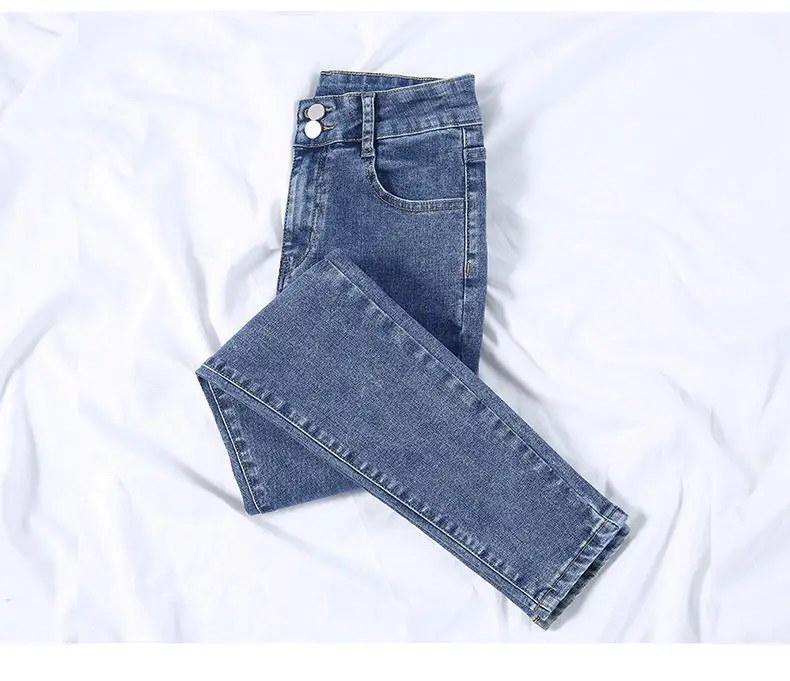Women Skinny Jeans Black Grey Leg Long High Waist Korean Style — feature 12