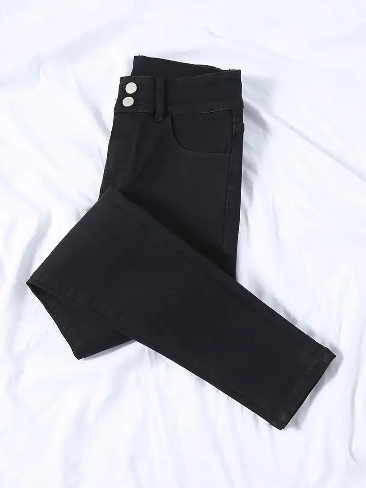 Women Skinny Jeans Black Grey Leg Long High Waist Korean Style — feature 17
