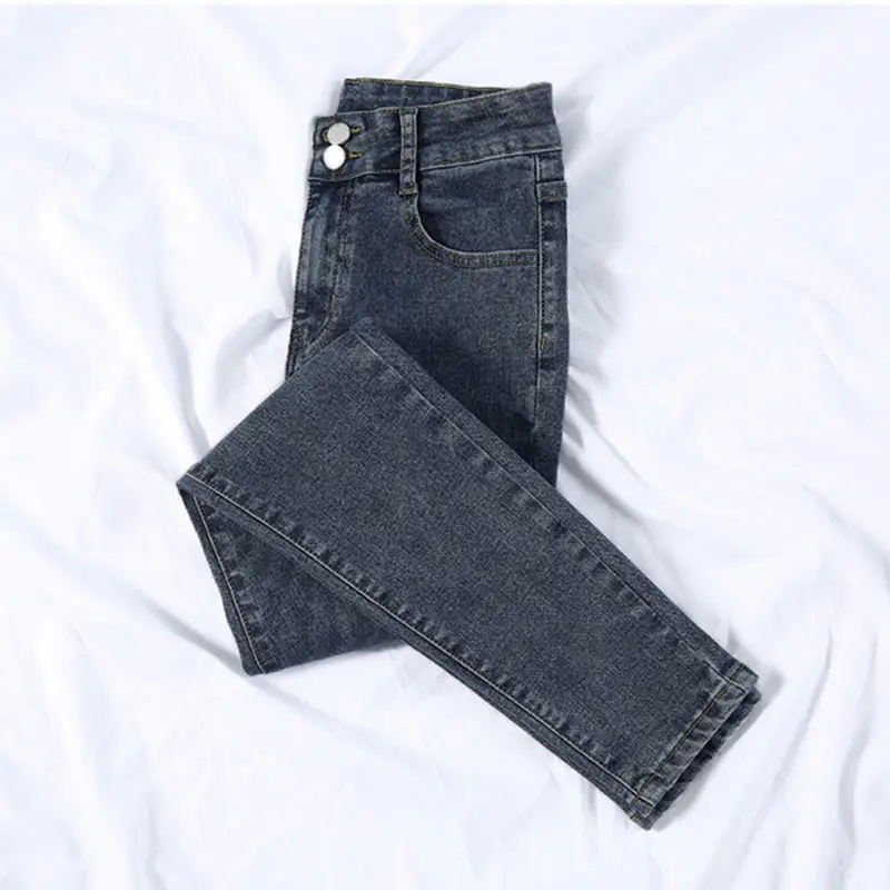 Women Skinny Jeans Black Grey Leg Long High Waist Korean Style — feature 19