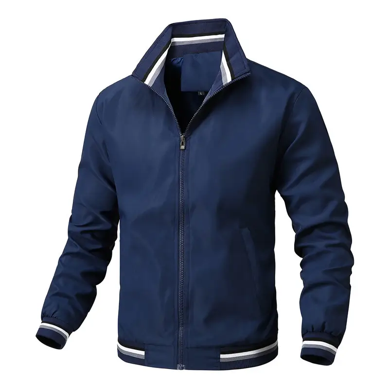 Men's Black Full-Zip Casual Jacket with Cross-Border Design - Image 2