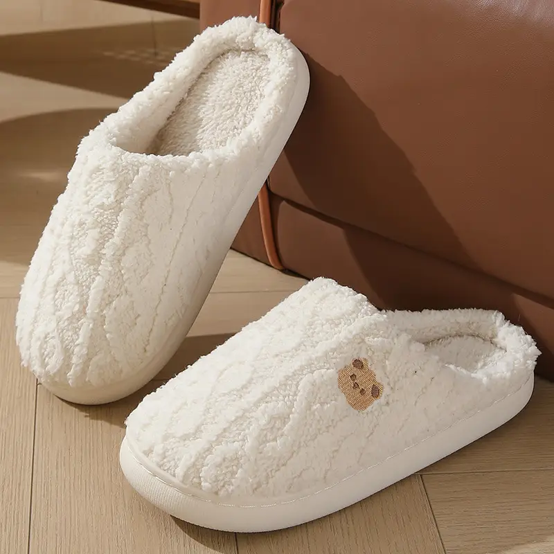 2024 New Cotton Slippers Women's Winter Home Indoor Thick Bottom Warm Plaid Plush Slippers Men's Cross-border Hair — feature 10