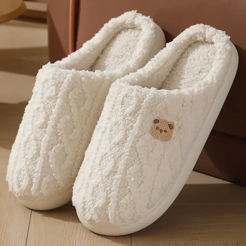 2024 New Cotton Slippers Women's Winter Home Indoor Thick Bottom Warm Plaid Plush Slippers Men's Cross-border Hair — feature 11