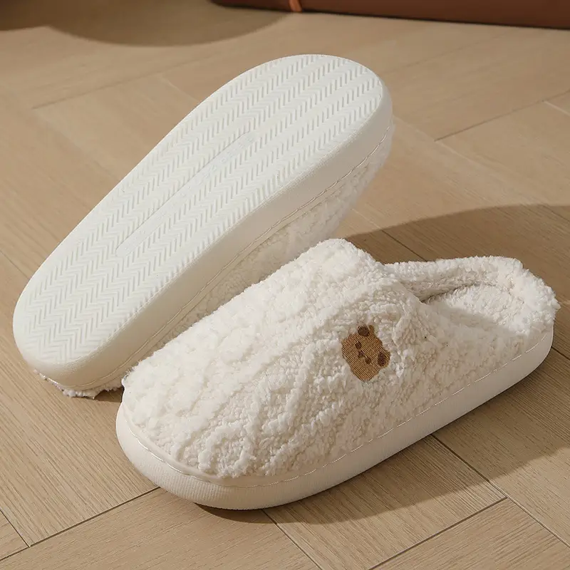 2024 New Cotton Slippers Women's Winter Home Indoor Thick Bottom Warm Plaid Plush Slippers Men's Cross-border Hair — feature 13