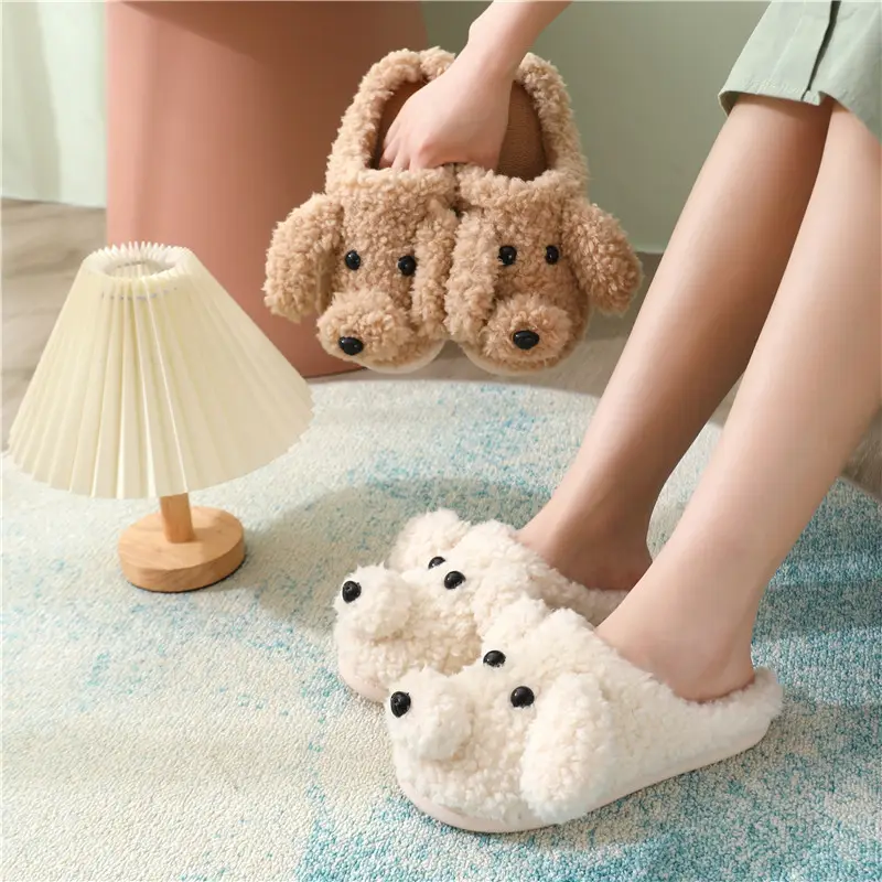 2023 new home cotton slippers winter lovers warm non-slip indoor cute cartoon plush slippers wholesale