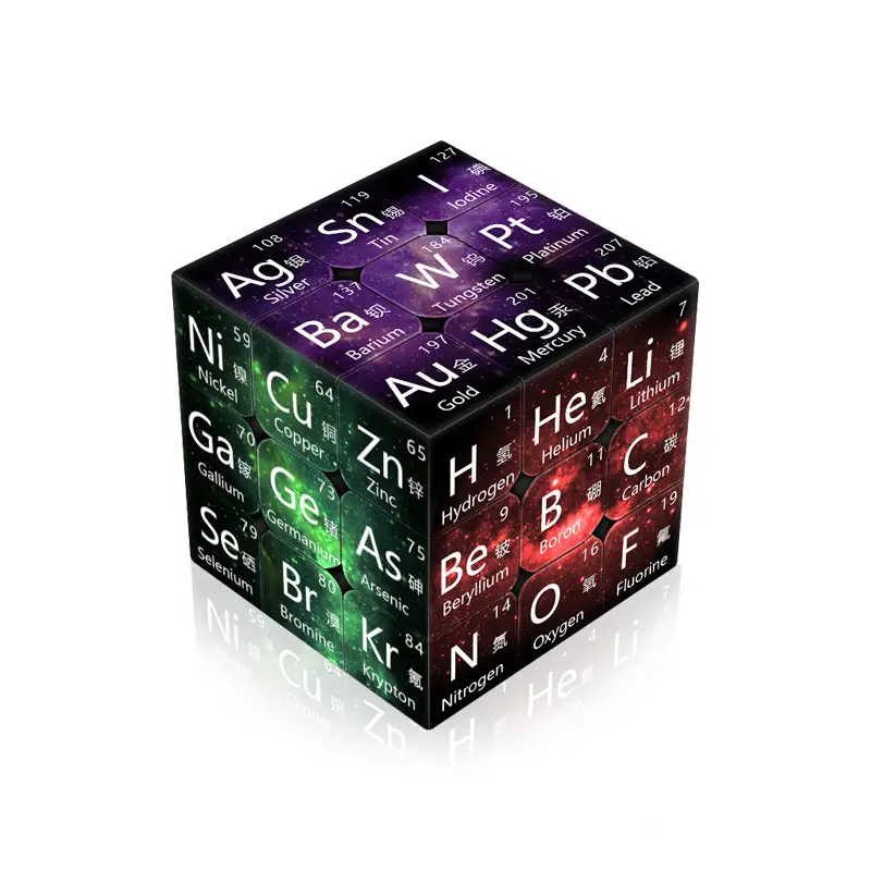 Rubik's Cube Chemical Element Puzzle 3D Multi-Color