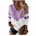 V-Neck Leopard Print Sweater Blue White - Image 12