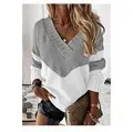 V-Neck Leopard Print Sweater Blue White - Image 13