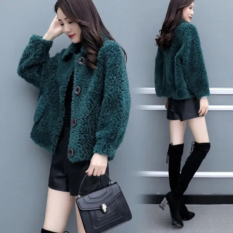 Lamb Wool Coat Women Red 2025 Short Sweatshirt - Image 6