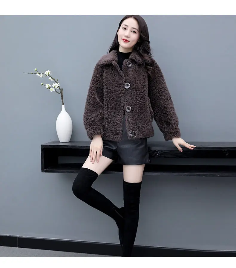 Lamb Wool Coat Women Red 2025 Short Sweatshirt — feature 10