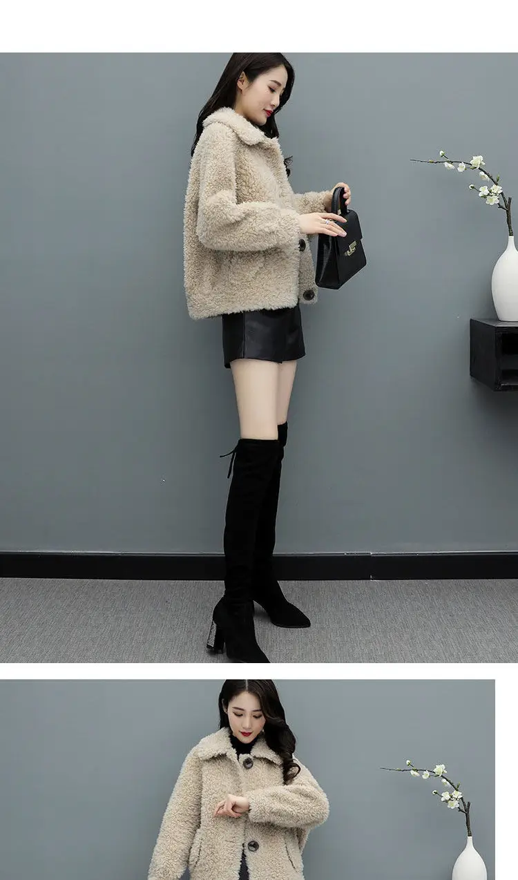 Lamb Wool Coat Women Red 2025 Short Sweatshirt — feature 12