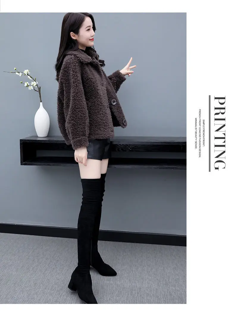 Lamb Wool Coat Women Red 2025 Short Sweatshirt — feature 9