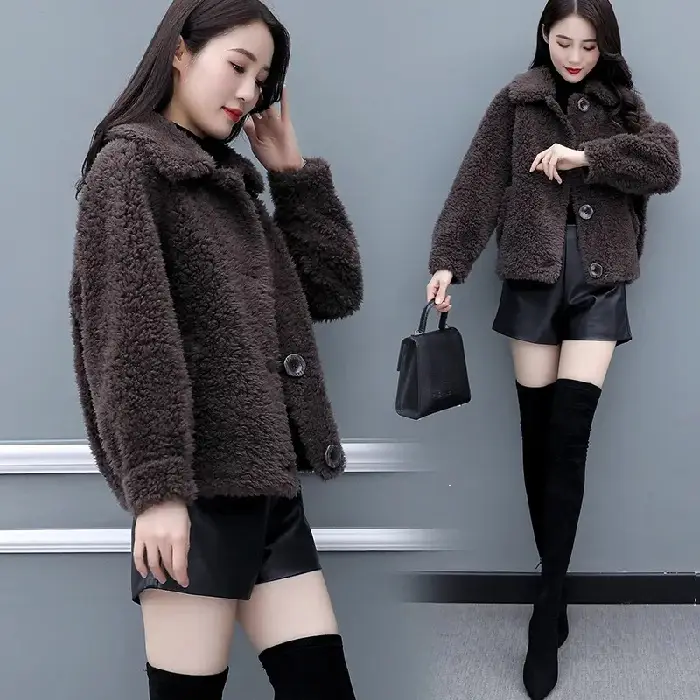 Lamb Wool Coat Women Red 2025 Short Sweatshirt - Image 3