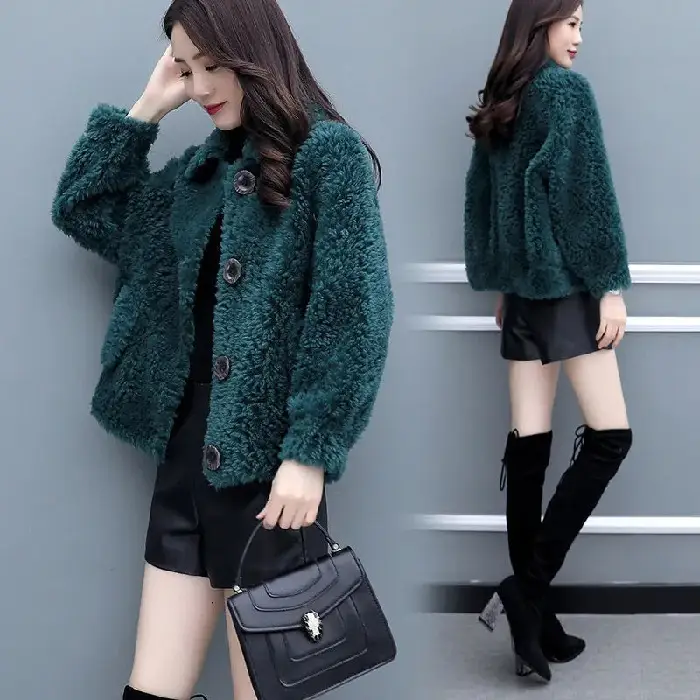 Lamb Wool Coat Women Red 2025 Short Sweatshirt - Image 4