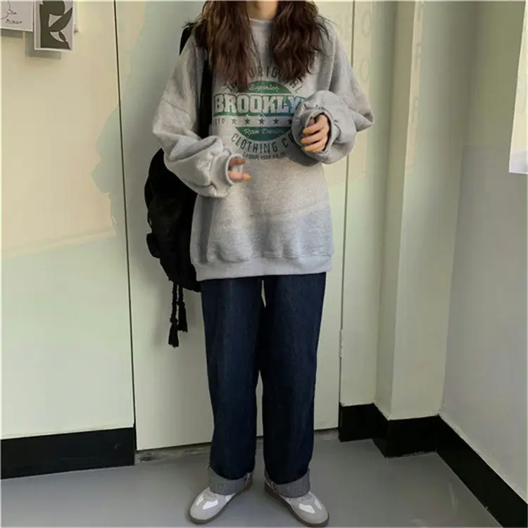 Women's Grey Hooded Sweatshirt 2025 Autumn New — feature 3