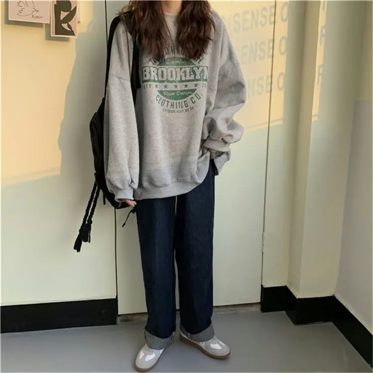 Women's Grey Hooded Sweatshirt 2025 Autumn New — feature 4
