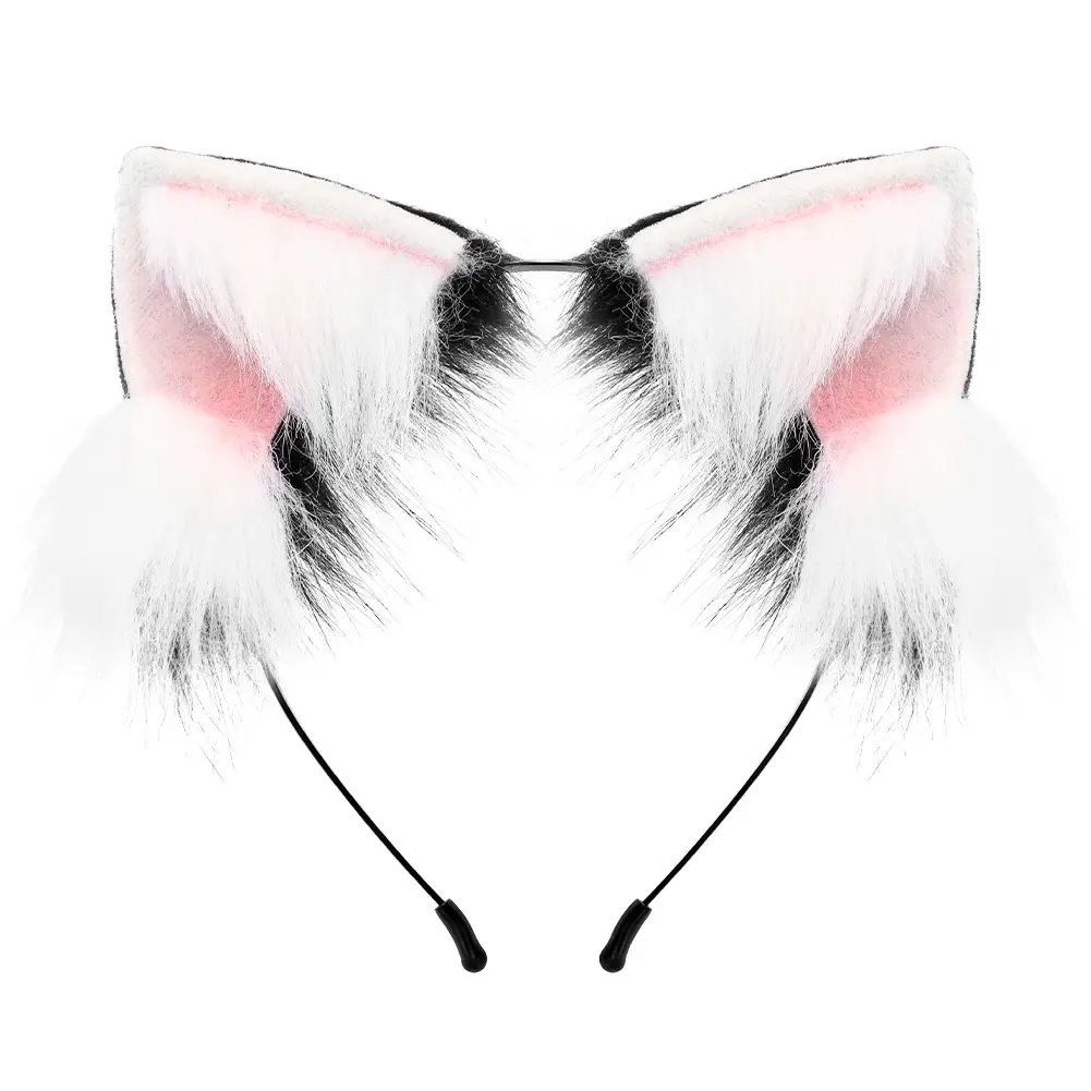 Two-Dimensional Plush Cat Ear Hairband with Fox Fur - Image 2