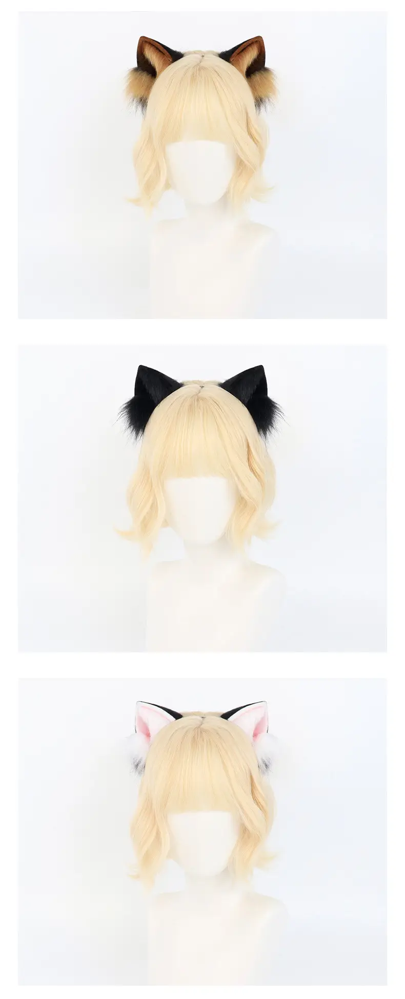 Two-Dimensional Plush Cat Ear Hairband with Fox Fur — feature 6