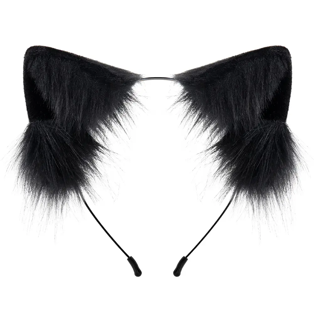 Two-Dimensional Plush Cat Ear Hairband with Fox Fur - Image 3