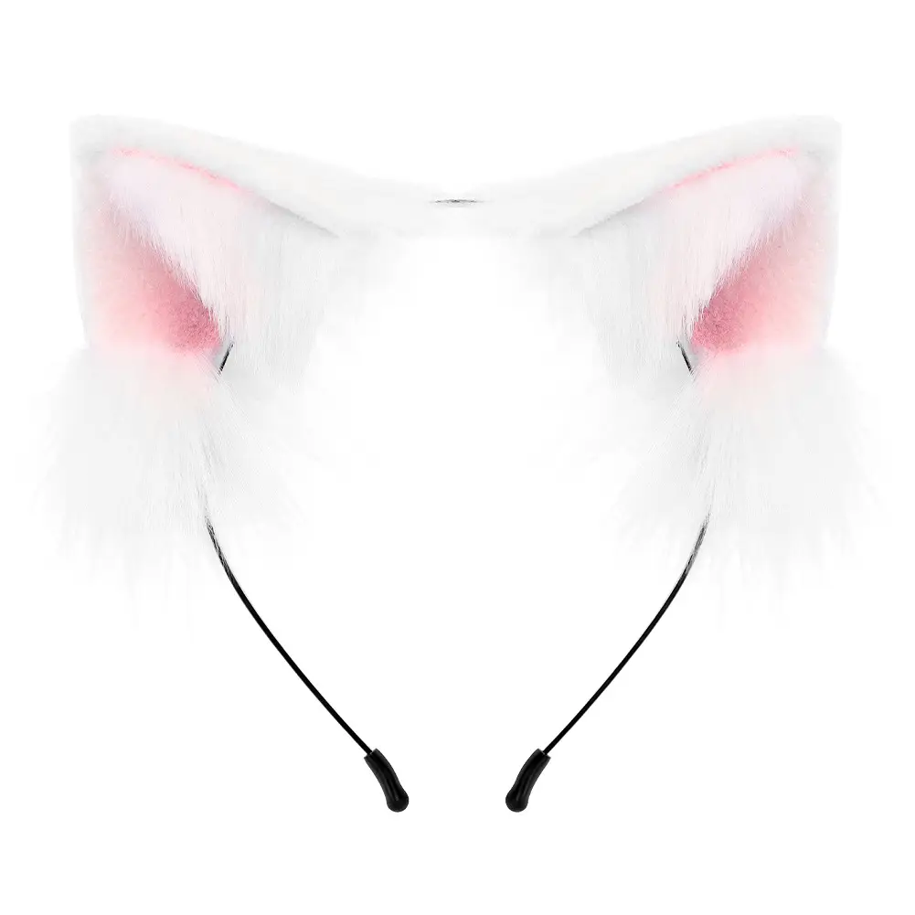 Two-Dimensional Plush Cat Ear Hairband with Fox Fur - Image 4