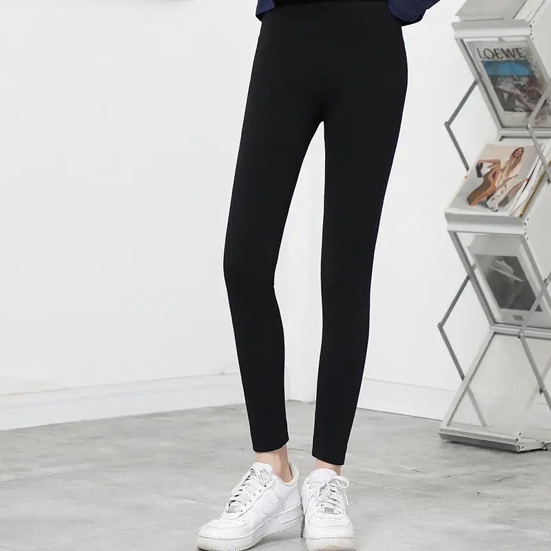 Black Heart Embroidered Leggings for Women