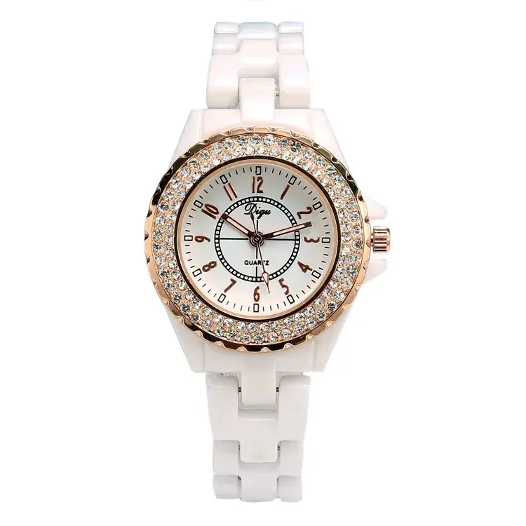 Women's White Ceramic Quartz Watch with Crystal Dial - Image 4