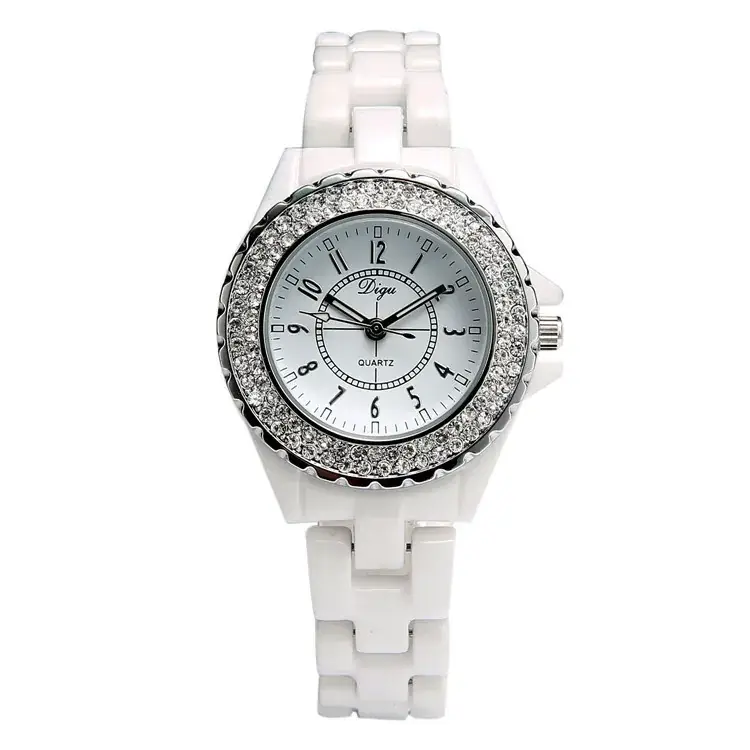 Women's White Ceramic Quartz Watch with Crystal Dial - Image 5