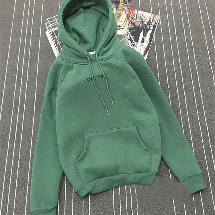Green Women's Hooded Velvet Pullover Hoodie — feature 3