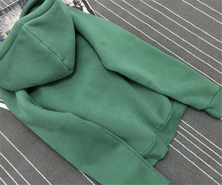 Green Women's Hooded Velvet Pullover Hoodie — feature 7