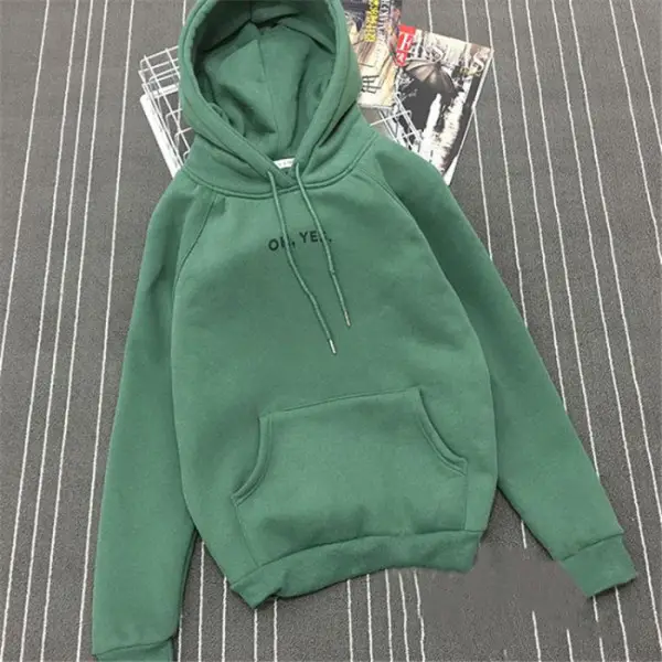 Green Women's Hooded Velvet Pullover Hoodie - Image 2
