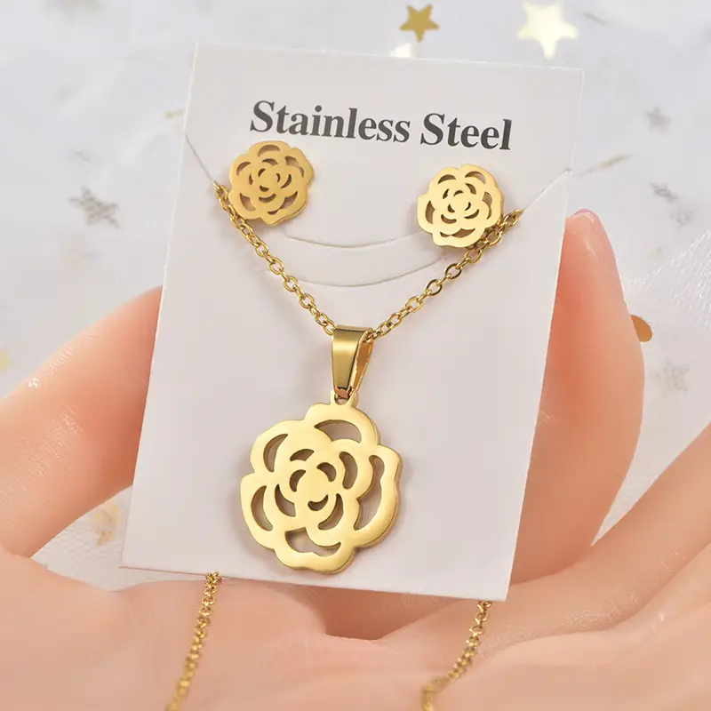 Titanium Steel Star Necklace & Earrings Set - Image 4
