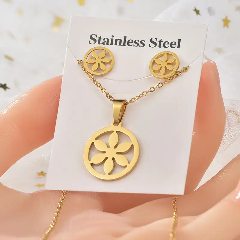 Titanium Steel Star Necklace & Earrings Set - Image 5