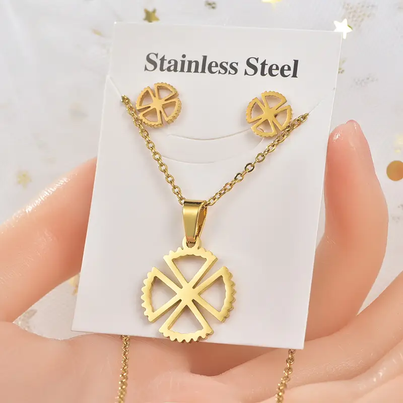 Titanium Steel Star Necklace & Earrings Set - Image 7